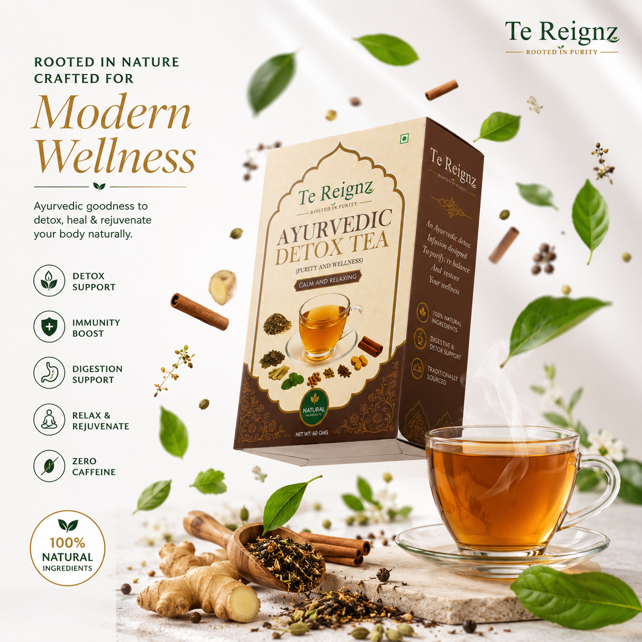 Te Reignz Ayurvedic Detox Tea 60 Grams - Image 2