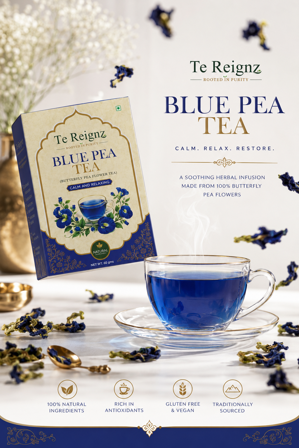Te Reignz Blue Pea Tea 60 Grams - Image 2