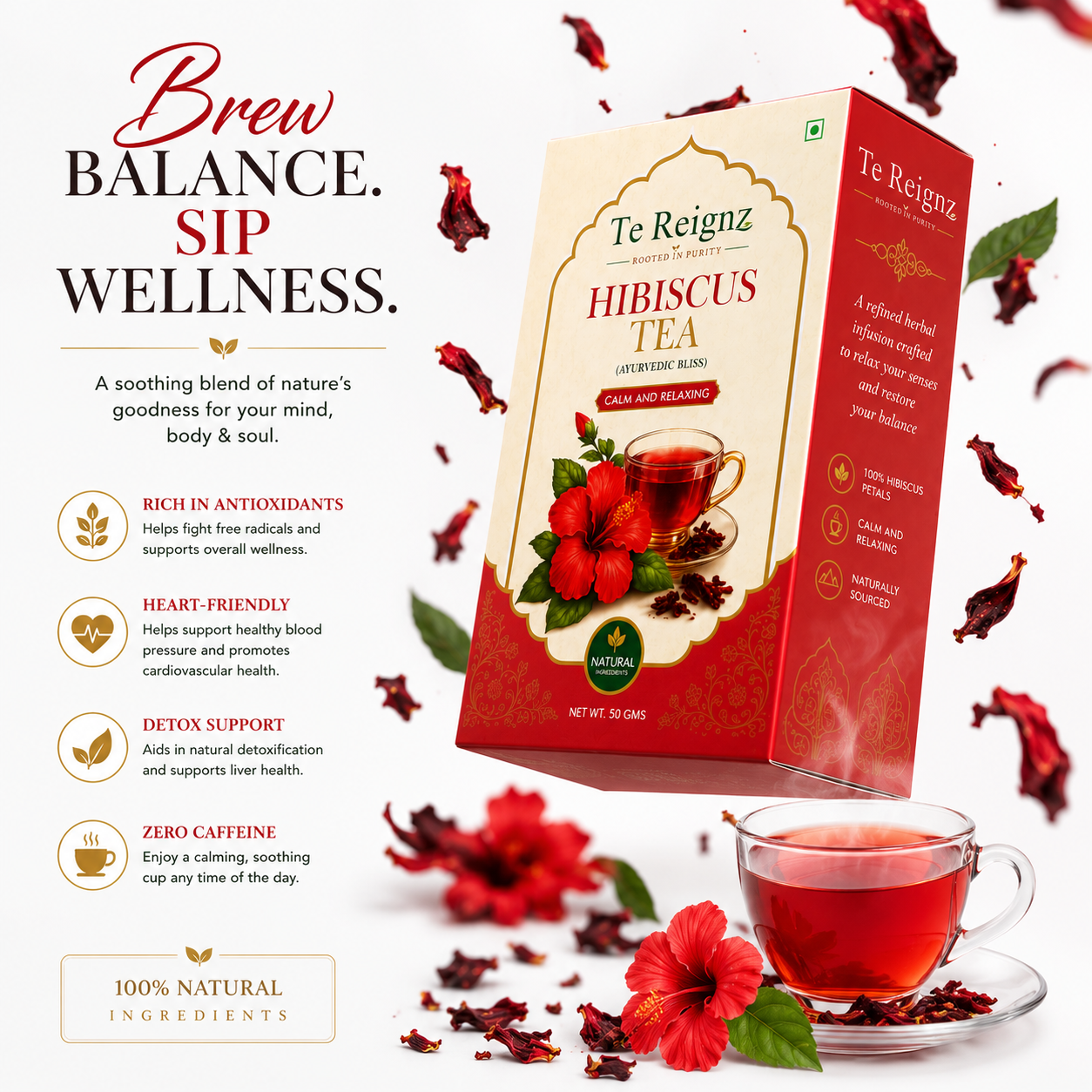 Te Reignz Hibiscus Tea 60 Grams - Image 3