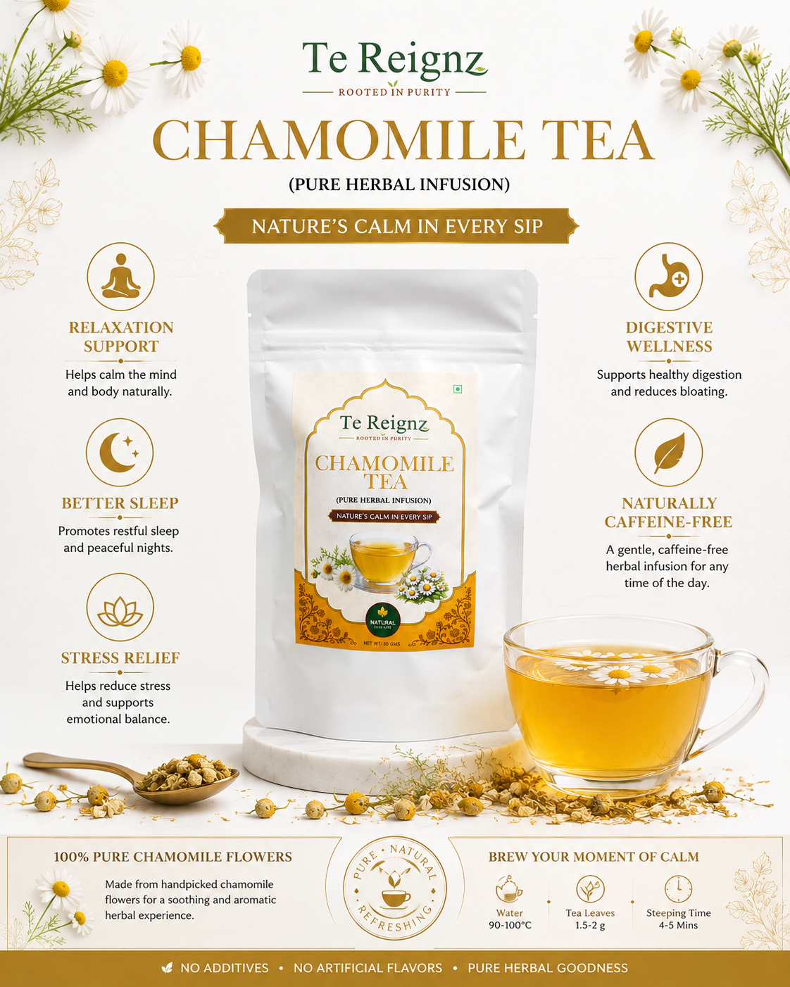 Te Reignz Chamomile Tea 30 Grams