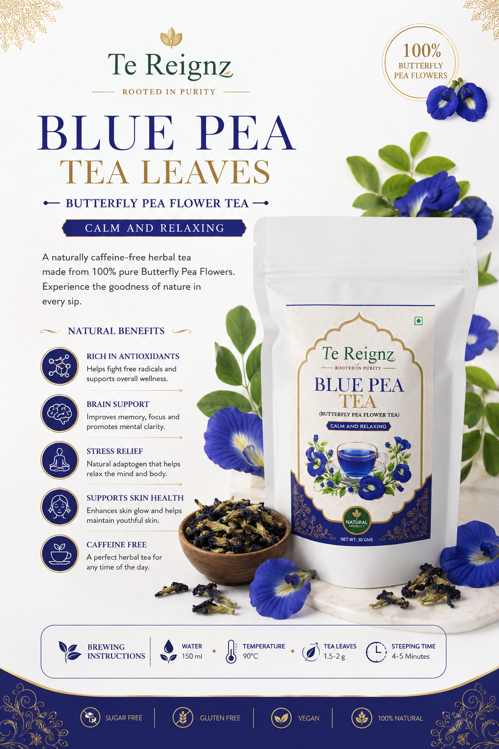 Te Reignz Blue Pea Tea 30 Grams
