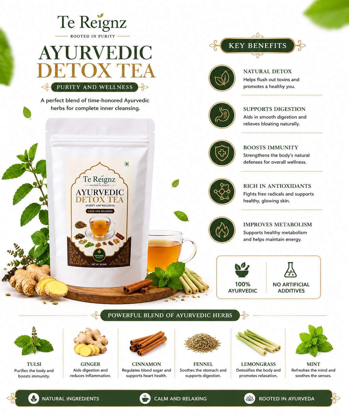 Te Reignz Ayurvedic Detox Tea 30 Grams